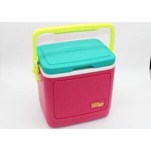 VTG Retro 90s Igloo Legend 10 Pink/Teal Cooler Ice Chest Beach 'Watermelon'